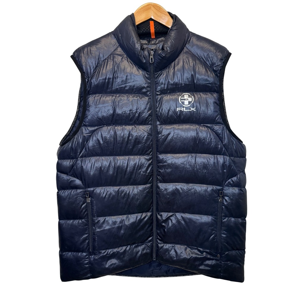 RLX Ralph Lauren Mens Down Filled Puffer Vest Blue Gorpcore Techwear Outdoor